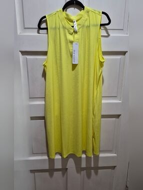 Dear Scarlett Neon Yellow Sleeveless Dress Size 2X Stretch Shift Tunic NWT